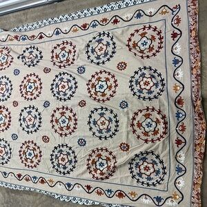 Global embroidered Twin XL duvet cover